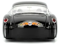 1957 Chevrolet Corvette Black with Flame Graphics and White Interior "Bigtime Muscle" Series 1/24 Diecast Model Car by Jada