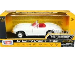 1967 Chevrolet Corvette C2 Convertible White Red Interior History of Corvette Series 1/24 Diecast Model Car Motormax 73224