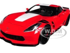 2017 Chevrolet Corvette C7 Grand Sport Red with White Stripe and Black Fender Hash Marks 1/18 Model Car Autoart 71274