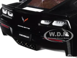 2017 Chevrolet Corvette C7 Grand Sport Black with White Stripe and Yellow Fender Hash Marks 1/18 Model Car Autoart 71273