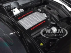 2017 Chevrolet Corvette C7 Grand Sport Black with White Stripe and Yellow Fender Hash Marks 1/18 Model Car Autoart 71273