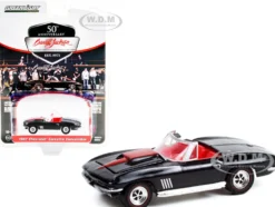 1967 Chevrolet Corvette Convertible Black Red Stripe Red Interior Lot #1367 Barrett Jackson Scottsdale Edition Series 8 1/64 Diecast Model Car Greenlight 37240 A