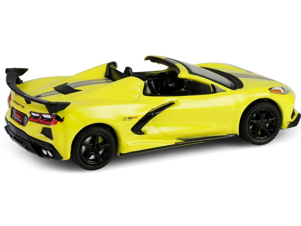 2022 Chevrolet Corvette C8.R Convertible Yellow with Silver Stripes "Barrett-Jackson" Series 15 1/64 Diecast Model Car by Greenlight