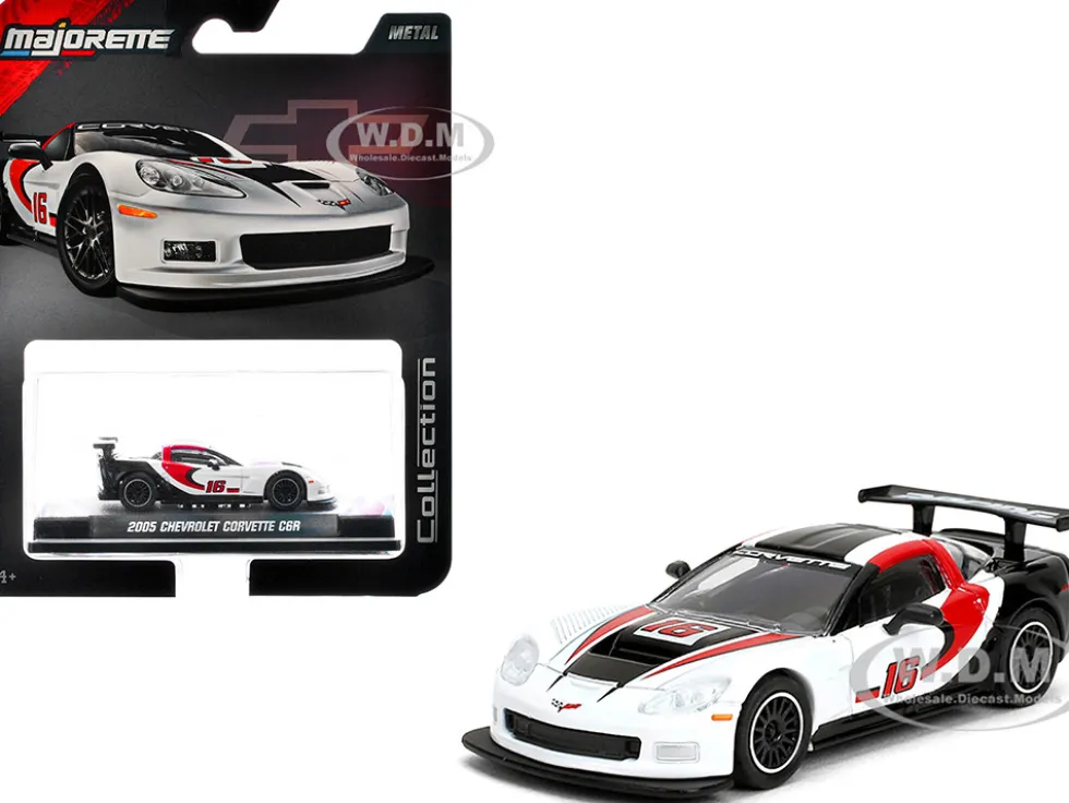 2005 Chevrolet Corvette C6R #16 White with Black and Red Graphics "Collection" Series 1/64 Diecast Model Car by Majorette