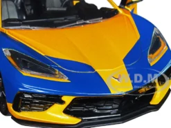 2020 Chevrolet Corvette C8 Stingray Gold Metallic Dark Blue Wolverine Diecast Figurine X-Men Marvel Series Hollywood Rides 1/24 Diecast Model Car Jada 33354