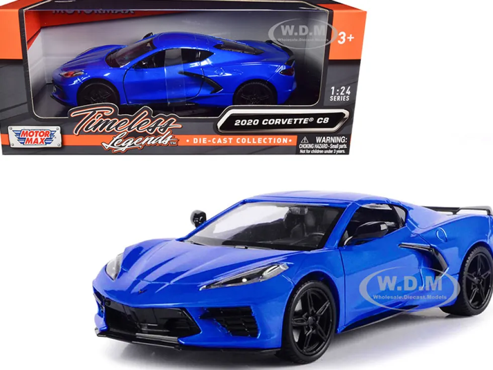2020 Chevrolet Corvette C8 Stingray Blue Metallic Timeless Legends 1/24 Diecast Model Car Motormax 79360