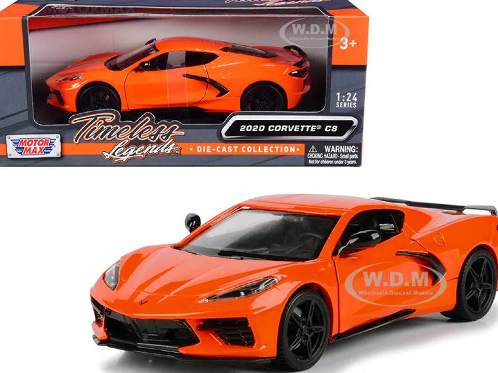 2020 Chevrolet Corvette C8 Stingray Orange Timeless Legends 1/24 Diecast Model Car Motormax 79360