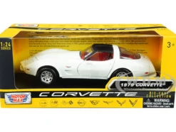 1979 Chevrolet Corvette C3 White Black Top Red Interior History of Corvette Series 1/24 Diecast Model Car Motormax 73244