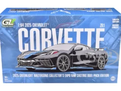 2025 Chevrolet Corvette C8 ZR1 Black with Blue Stripes with Raw Casting Dual Pack