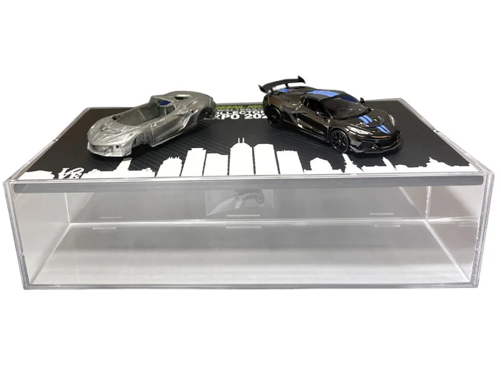 2025 Chevrolet Corvette C8 ZR1 Black with Blue Stripes with Raw Casting Dual Pack "2025 Greenlight Waltersons Collector's Expo Exclusive" 1/64 Diecast Model Car by Greenlight