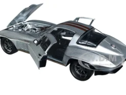 1966 Chevrolet Corvette Silver Metallic with Bronze Stripes Bigtime Muscle Series 1/24 Diecast Model Car Jada 34208