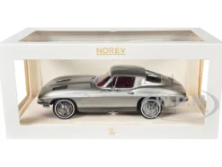 1963 Chevrolet Corvette Sting Ray Sebring Silver Metallic with Red Interior 1/18 Diecast Model Car by Norev