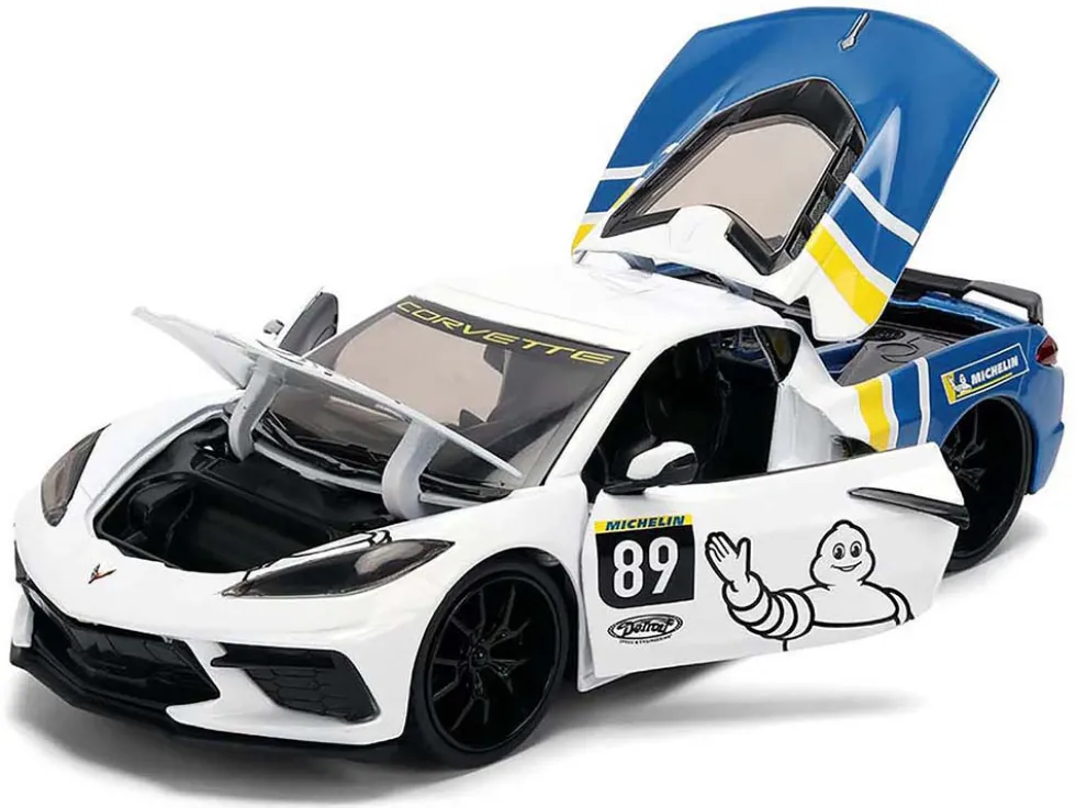 2020 Chevrolet Corvette Stingray C8 #89 "Michelin" White with Yellow and Blue Stripes "Bigtime Muscle" Series 1/24 Diecast Model Car by Jada