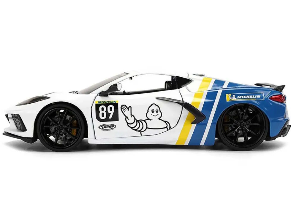 2020 Chevrolet Corvette Stingray C8 #89 "Michelin" White with Yellow and Blue Stripes "Bigtime Muscle" Series 1/24 Diecast Model Car by Jada