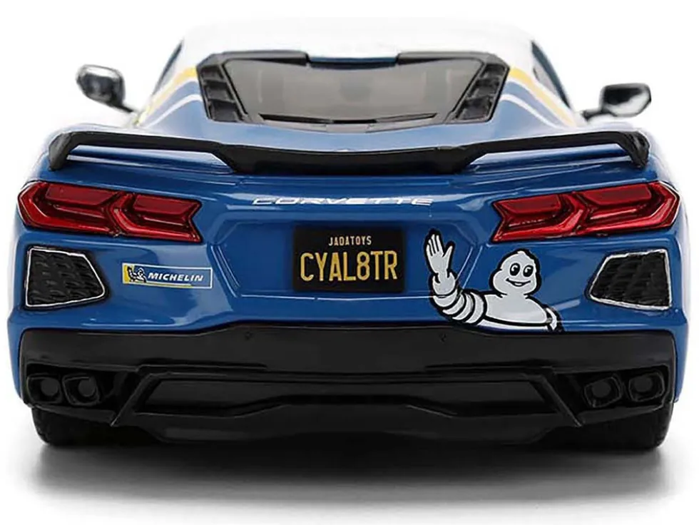 2020 Chevrolet Corvette Stingray C8 #89 "Michelin" White with Yellow and Blue Stripes "Bigtime Muscle" Series 1/24 Diecast Model Car by Jada
