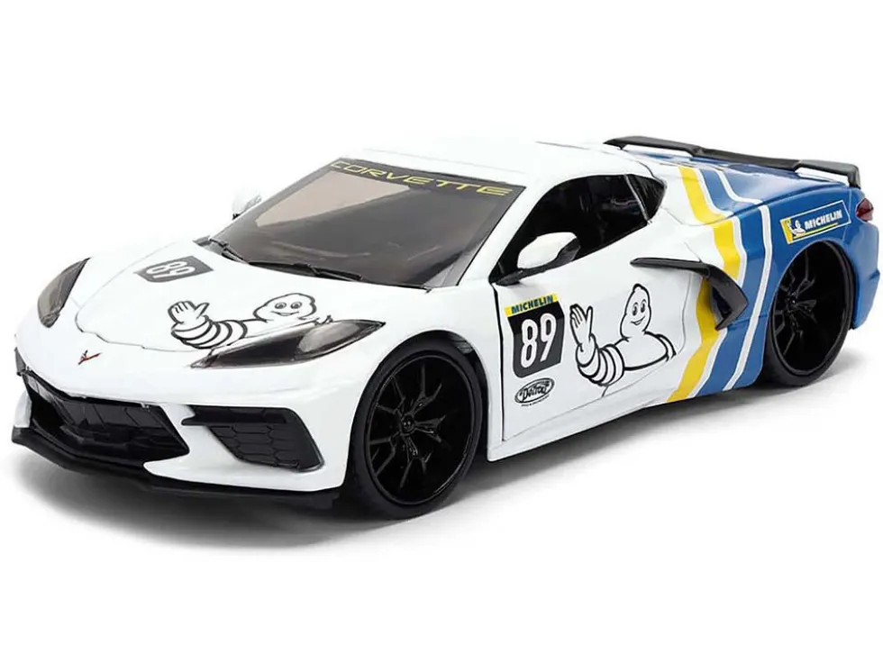 2020 Chevrolet Corvette Stingray C8 #89 "Michelin" White with Yellow and Blue Stripes "Bigtime Muscle" Series 1/24 Diecast Model Car by Jada