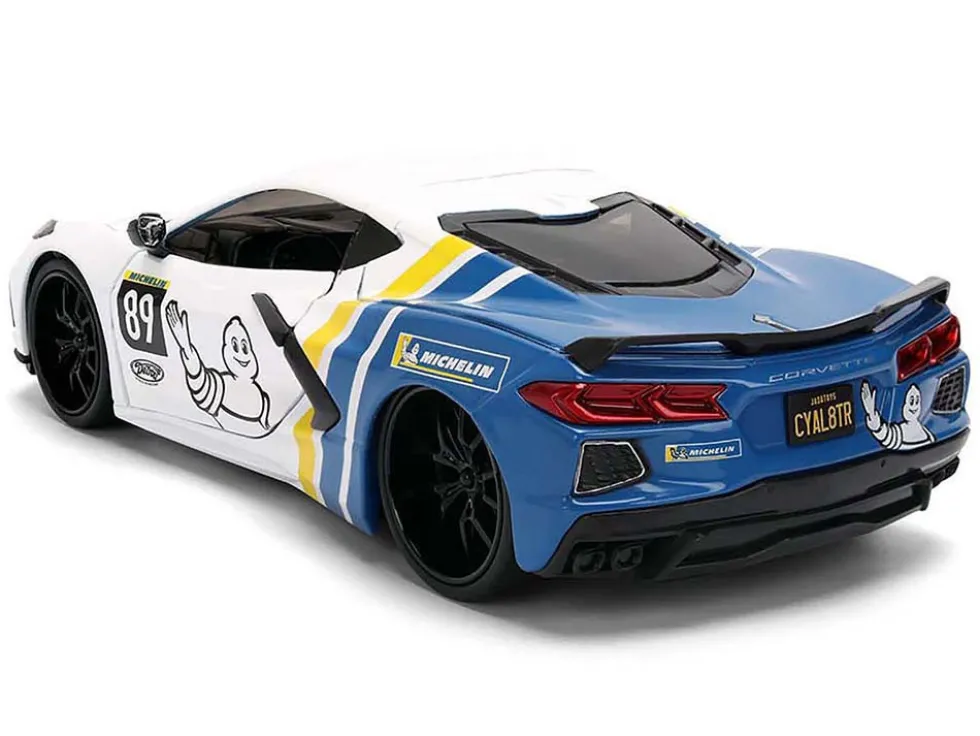 2020 Chevrolet Corvette Stingray C8 #89 "Michelin" White with Yellow and Blue Stripes "Bigtime Muscle" Series 1/24 Diecast Model Car by Jada