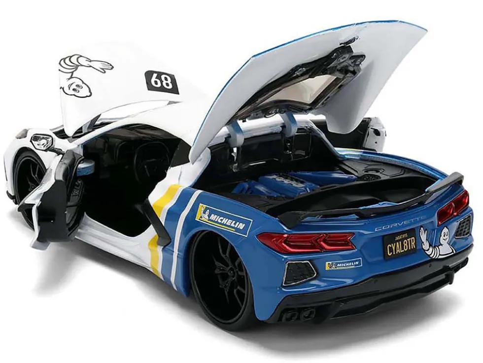2020 Chevrolet Corvette Stingray C8 #89 "Michelin" White with Yellow and Blue Stripes "Bigtime Muscle" Series 1/24 Diecast Model Car by Jada