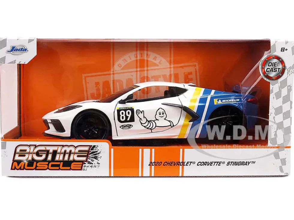 2020 Chevrolet Corvette Stingray C8 #89 "Michelin" White with Yellow and Blue Stripes "Bigtime Muscle" Series 1/24 Diecast Model Car by Jada