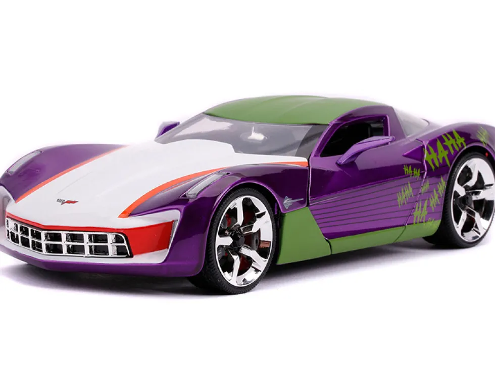2009 Chevrolet Corvette Stingray Joker Diecast Figure DC Comics Series 1/24 Diecast Model Car Jada 31199