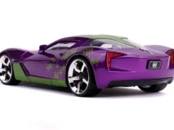 2009 Chevrolet Corvette Stingray Joker Diecast Figure DC Comics Series 1/24 Diecast Model Car Jada 31199