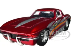 1963 Chevrolet Corvette Stingray Red Metallic with Silver Graphics Bigtime Muscle Series 1/24 Diecast Model Car Jada 35023
