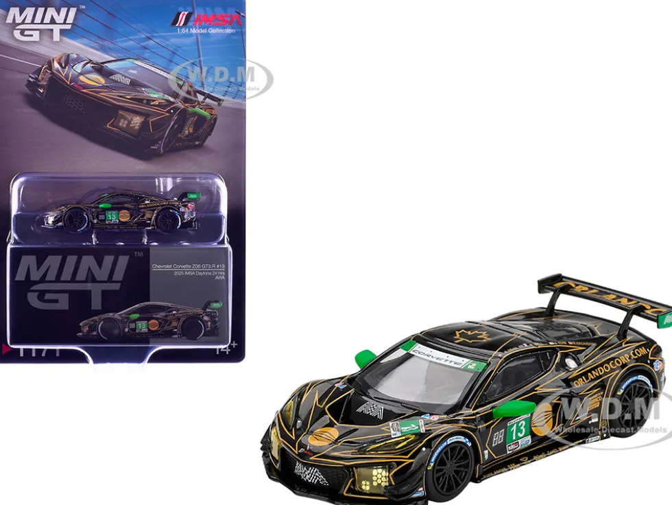 Chevrolet Corvette Z06 GT3.R #13 Matt Bell - Orey Fidani - Lars Kern - Marvin Kirchhofer "AWA" GTD Class Winner IMSA "24 Hours of Daytona" (2025) Limited Edition 1/64 Diecast Model Car by Mini GT