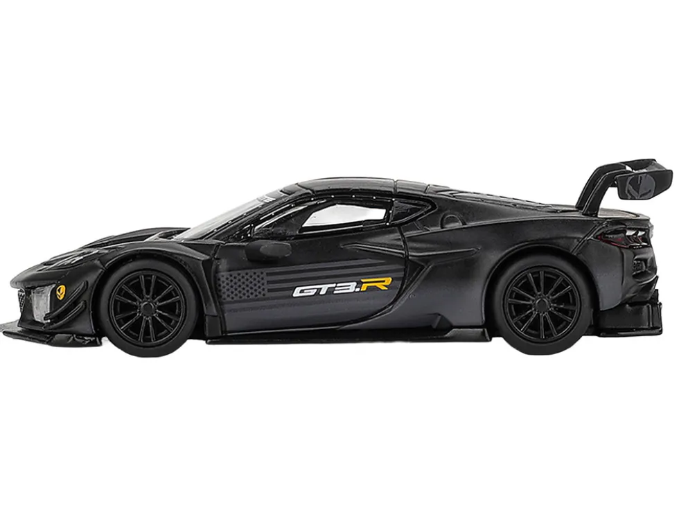Chevrolet Corvette Z06 GT3.R "Road America Test Car" Black with Graphics Limited Edition 1/64 Diecast Model Car by Mini GT