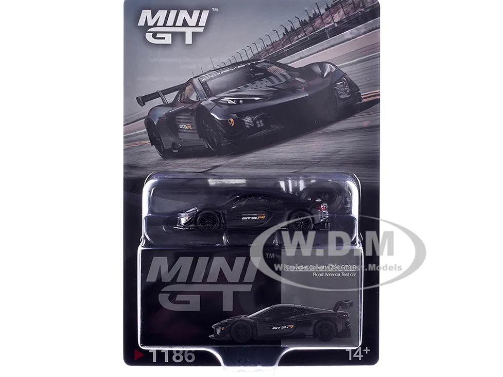 Chevrolet Corvette Z06 GT3.R "Road America Test Car" Black with Graphics Limited Edition 1/64 Diecast Model Car by Mini GT