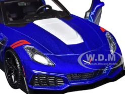 2019 Chevrolet Corvette ZR1 Blue Metallic and White "Timeless Legends" Series 1/24 Diecast Model Car by Motormax