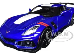 2019 Chevrolet Corvette ZR1 Blue Metallic and White "Timeless Legends" Series 1/24 Diecast Model Car by Motormax