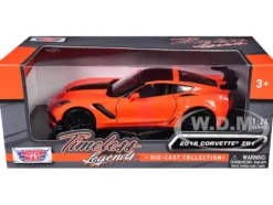 2019 Chevrolet Corvette ZR1 Orange Black Accents 1/24 Diecast Model Car Motormax 79356