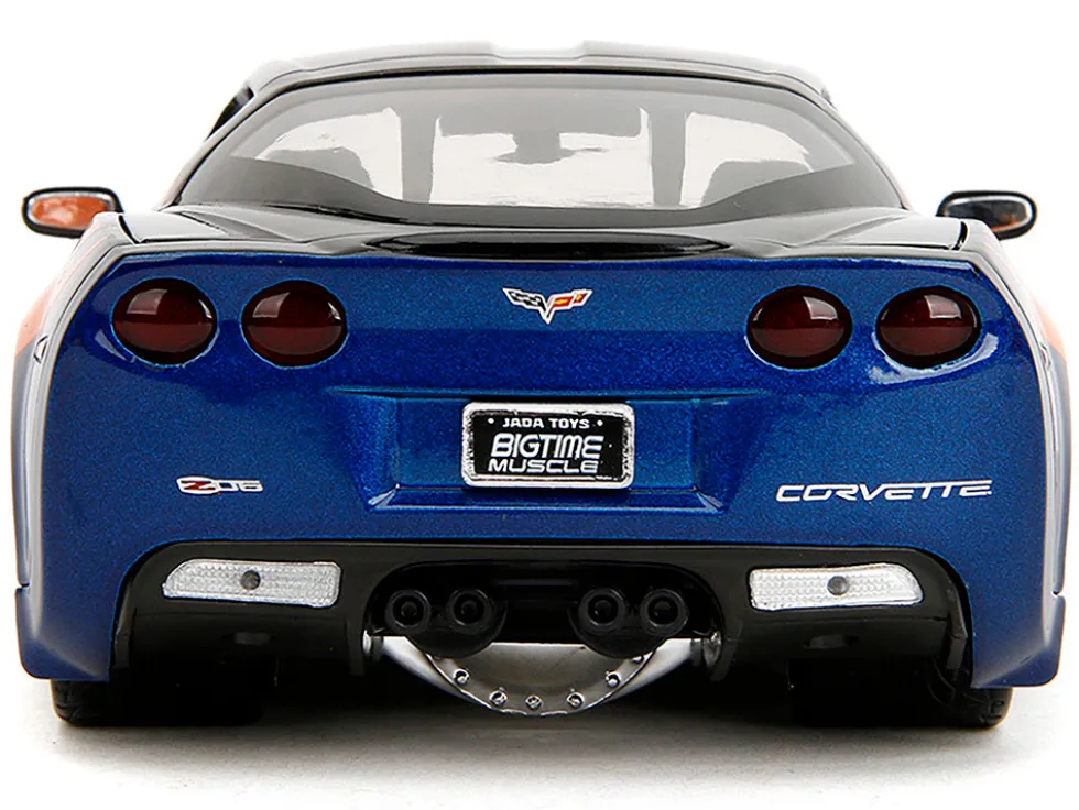 2006 Chevrolet Corvette Z06 #333 "Spirit Racing" Blue Metallic and Orange with Black Hood and Top "Bigtime Muscle" Series 1/24 Diecast Model Car by Jada