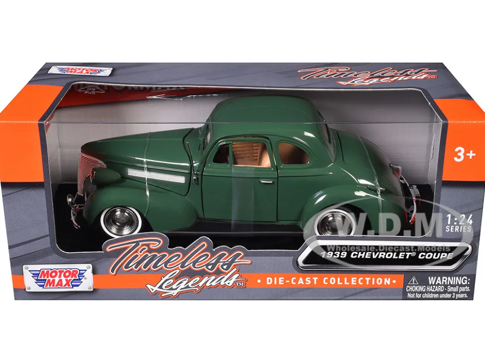 1939 Chevrolet Coupe Green 1/24 Diecast Model Car Motormax 73247