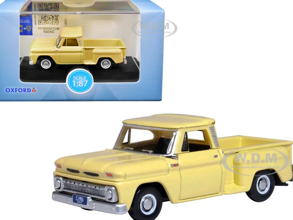 1965 Chevrolet C10 Stepside Pickup Truck Yellow 1/87 HO Scale Diecast Model Car Oxford Diecast 87CP65007