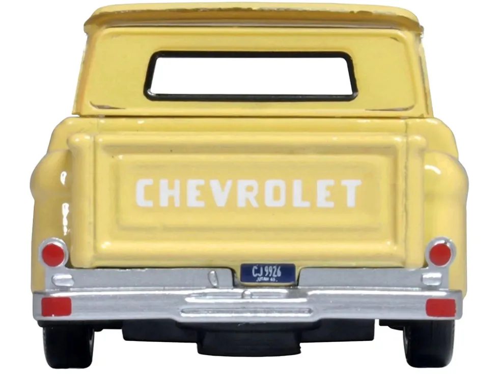 1965 Chevrolet C10 Stepside Pickup Truck Yellow 1/87 HO Scale Diecast Model Car Oxford Diecast 87CP65007