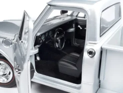 1968 Chevrolet C10 Stepside Pickup Truck Silver Metallic 1/18 Diecast Model Car by Auto World