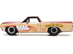 1967 Chevrolet El Camino Brown and Beige with Graphics and Tasmanian Devil Taz Diecast Figure Looney Tunes Hollywood Rides Series 1/24 Diecast Model Car Jada JA35130