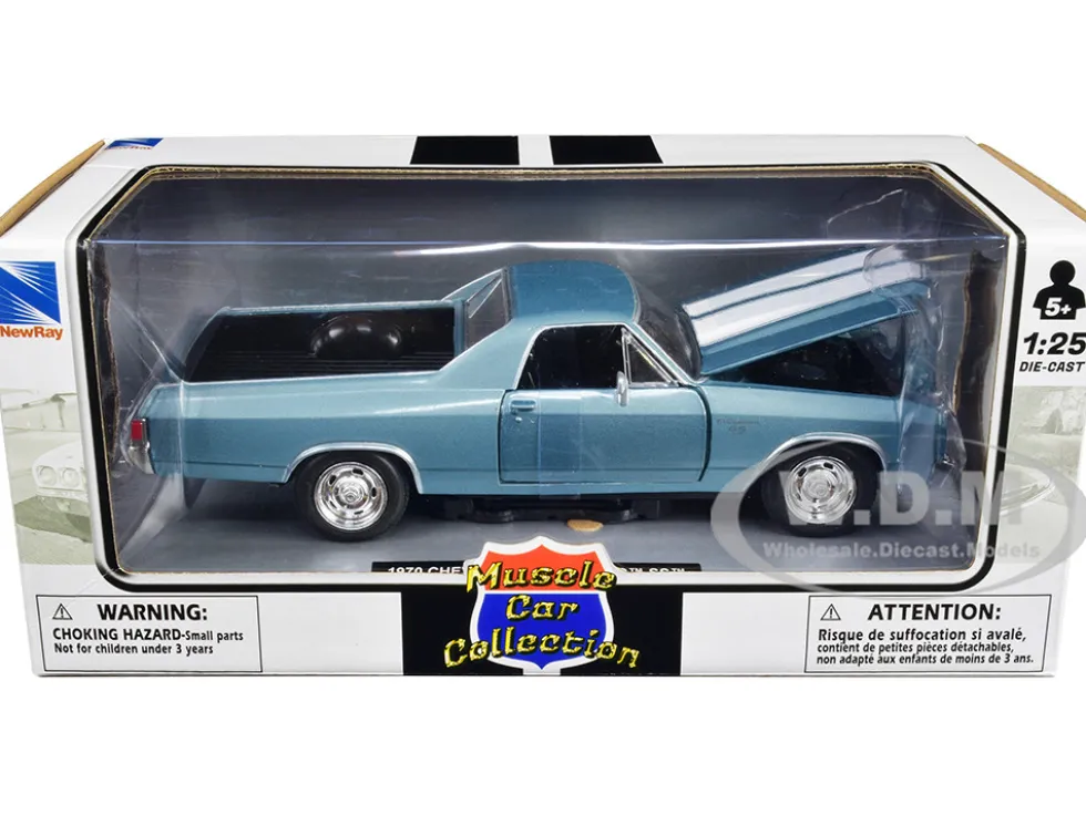 1970 Chevrolet El Camino SS Blue 1/24 Diecast Model Car New Ray 71883
