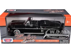 1958 Chevrolet Impala Black 1/24 Diecast Model Car Motormax 73267