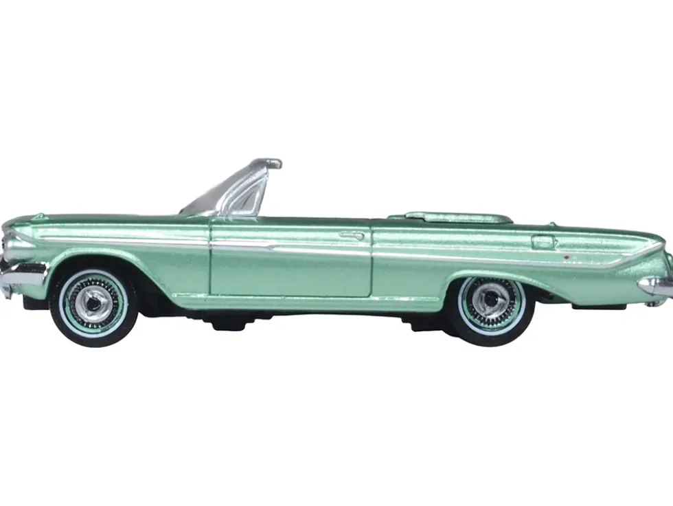 1961 Chevrolet Impala Convertible Arbor Green Metallic with Green Interior 1/87 (HO) Scale Diecast Model Car by Oxford Diecast