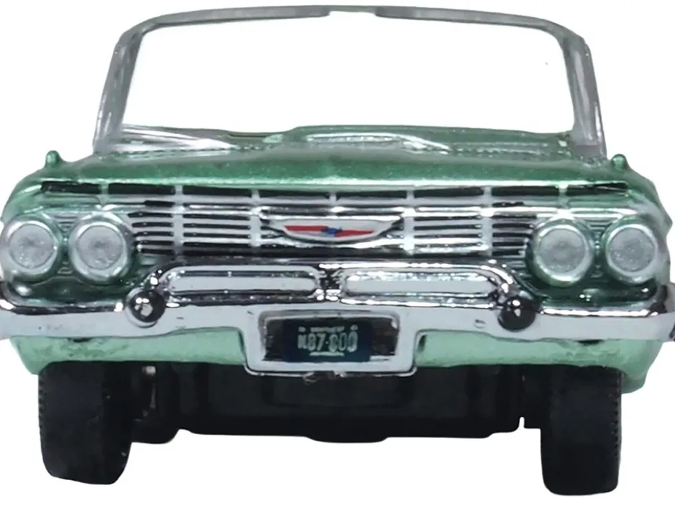1961 Chevrolet Impala Convertible Arbor Green Metallic with Green Interior 1/87 (HO) Scale Diecast Model Car by Oxford Diecast