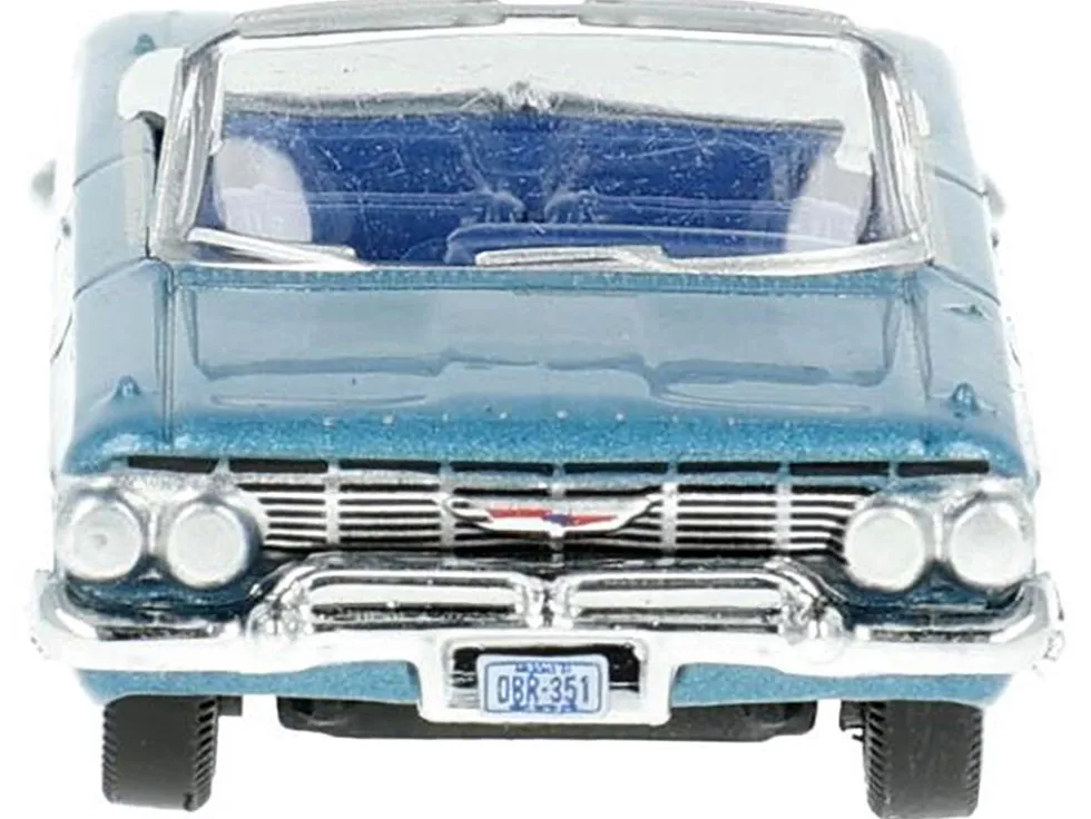 1961 Chevrolet Impala Convertible Jewel Blue Metallic and White with Blue Interior 1/87 HO Scale Diecast Model Car Oxford Diecast 87CI61006