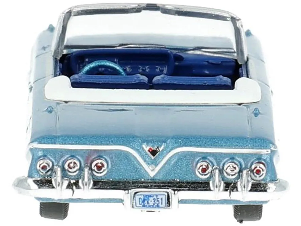 1961 Chevrolet Impala Convertible Jewel Blue Metallic and White with Blue Interior 1/87 HO Scale Diecast Model Car Oxford Diecast 87CI61006