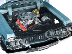 1963 Chevrolet Impala Convertible Light Blue Metallic with White Interior NEX Models 1/24 Diecast Model Car Welly 22434W-BL