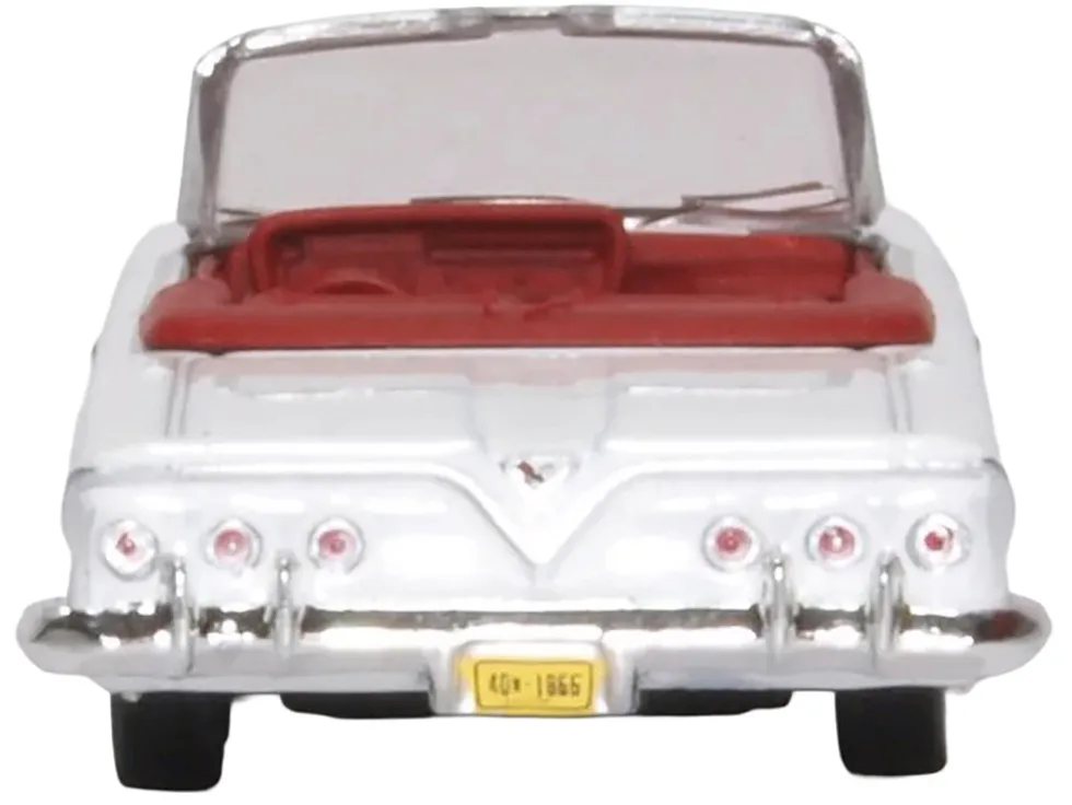 1961 Chevrolet Impala Convertible Ermine White with Roman Red Interior 1/87 (HO) Scale Diecast Model Car by Oxford Diecast