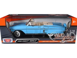 1958 Chevrolet Impala Convertible Light Blue Timeless Classics 1/18 Diecast Model Car Motormax 73112