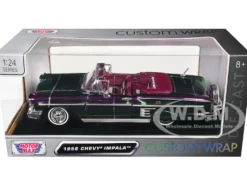 1958 Chevrolet Impala Green and Purple Chrome "Custom Wrap" Series 1/24 Diecast Model Car by Motormax