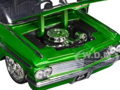 1959 Chevrolet Impala Lowrider Green Metallic with Cream Top and DUB Wire Wheels 