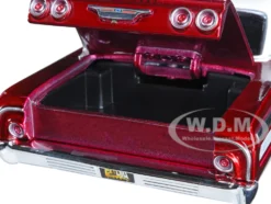 1964 Chevrolet Impala Lowrider Hard Top Candy Red Metallic White Top Get Low Series 1/24 Diecast Model Car Motormax 79021